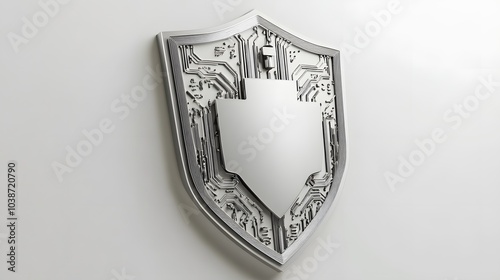 
Cyber security safety shield in minimalistic style. 3d vector illustration. white background