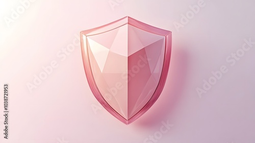  Cyber security safety shield in minimalistic style. 3d vector illustration. white background