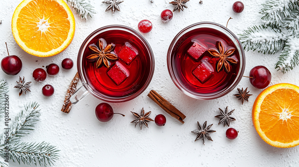 Mulled Red Wine with Spices and Citrus by a Christmas Tree Mulled Red Wine with Spices and Citrus by a Christmas Tree