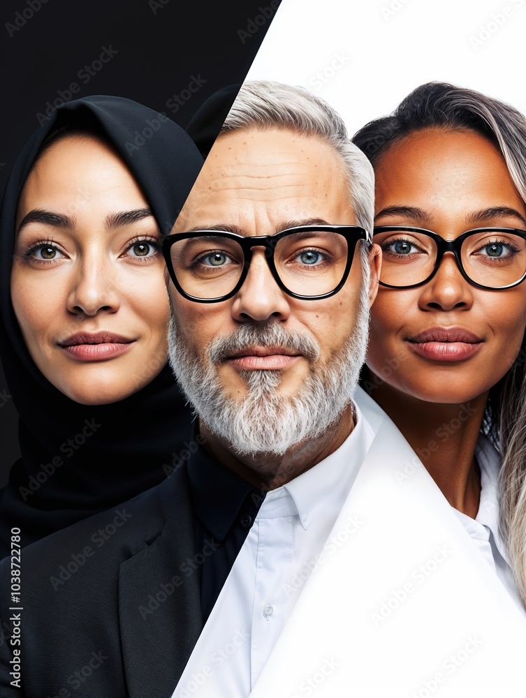 Photo shows three people with glasses of different religions. Photo shows three people with glasses of different religions.