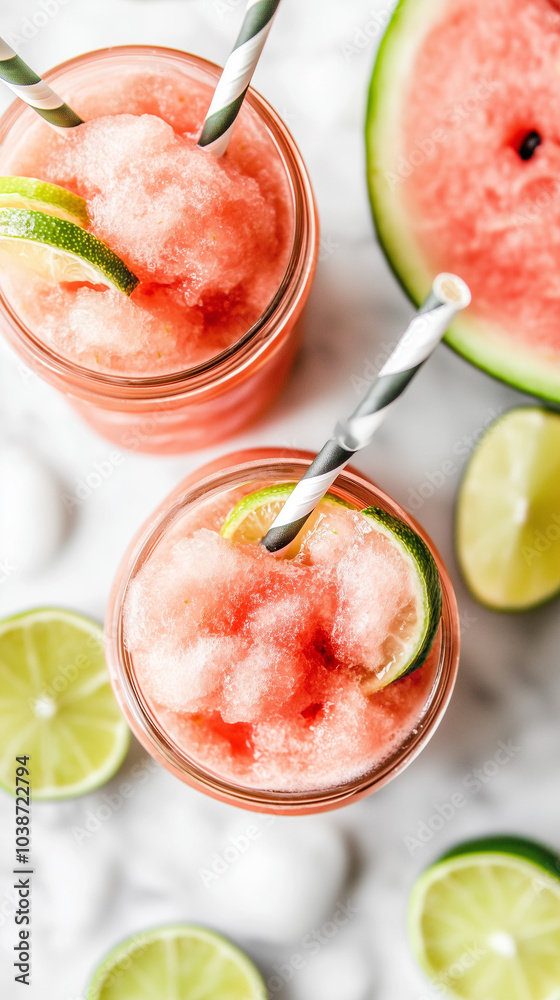 Watermelon Limeade Slushies in Mason Jars Watermelon Limeade Slushies in Mason Jars