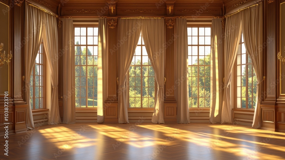Elegant Room with Large Windows and Natural Light Elegant Room with Large Windows and Natural Light