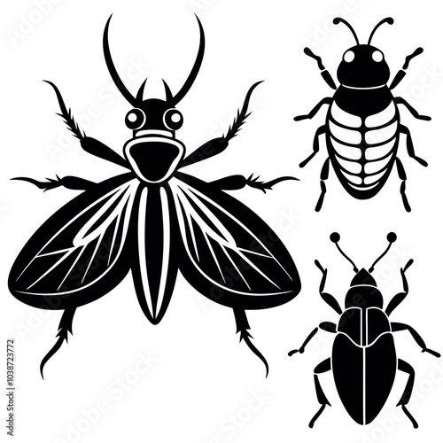 Insect silhouette image vector illustration.
