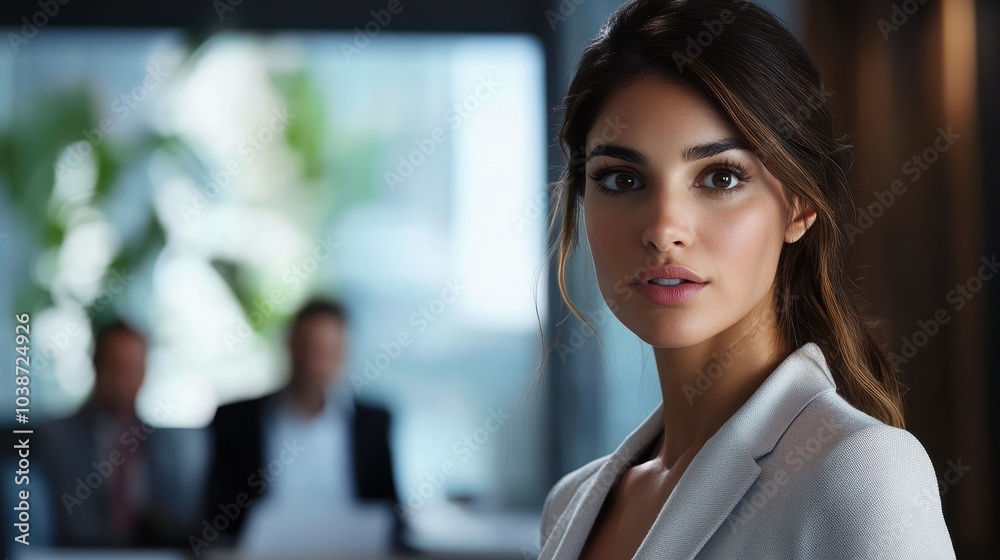 Obraz premium Businesswoman explaining colleagues during meeting in office
