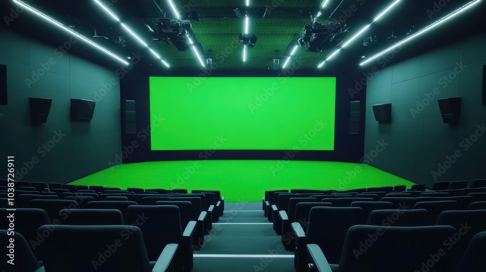 A spacious green screen studio designed for film and video production. A spacious green screen studio designed for film and video production.