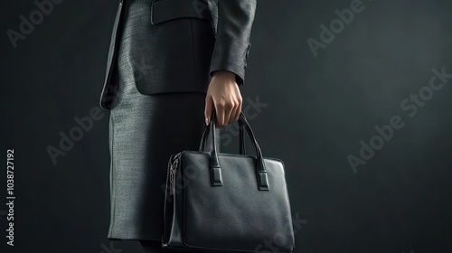 Cropped shot middle section of elegant businesswoman holding handbag