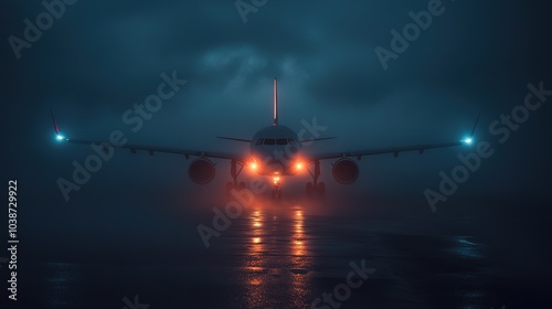 The foggy background of the airplane is black neon