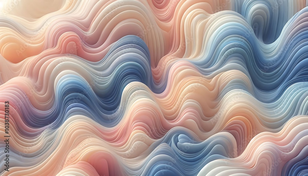 Fototapeta premium Abstract soft waves in pastel shades creating calming, flowing texture,generative ai 