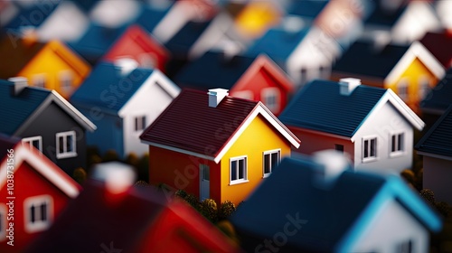 Colorful miniature houses in a densely packed arrangement.