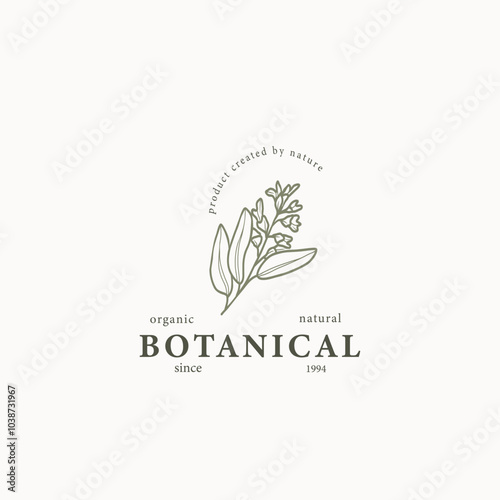 Line art sage branch logo