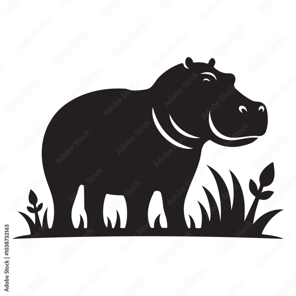 Silhouette Hippo Illustration in Minimalist Nature Inspired of Animal Design Silhouette Hippo Illustration in Minimalist Nature Inspired of Animal Design