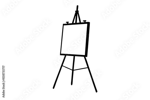 Painting with Easel silhouette | isolated vector silhouette illustration on white background