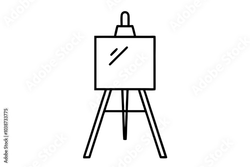 Painting with Easel silhouette | isolated vector silhouette illustration on white background