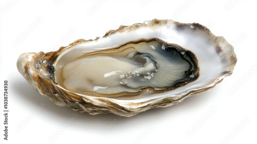 Fresh Raw Oyster in Shell Isolated on White Background Fresh Raw Oyster in Shell Isolated on White Background