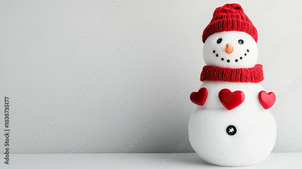 Snowman with heart-shaped buttons, symbolizing winter warmth and love Snowman with heart-shaped buttons, symbolizing winter warmth and love
