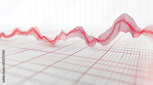 Red stock market graph line depicting a declining trend on a white grid background. Concept of financial crisis and stock market crash. 3D Rendering photo