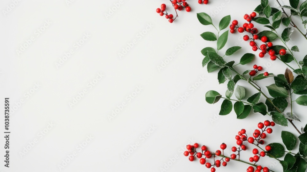 Fototapeta premium Red Berries on White Background