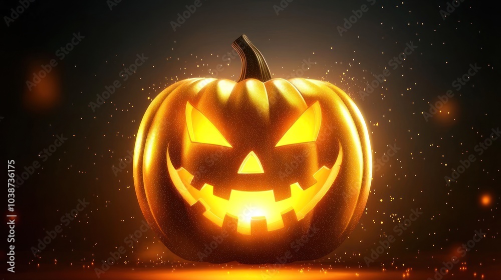 Glowing jack-o'-lantern pumpkin for Halloween on transparent background Glowing jack-o'-lantern pumpkin for Halloween on transparent background