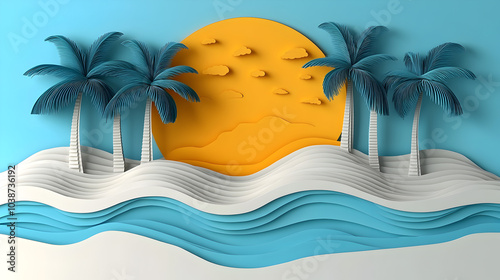 summer background with palm trees and sea