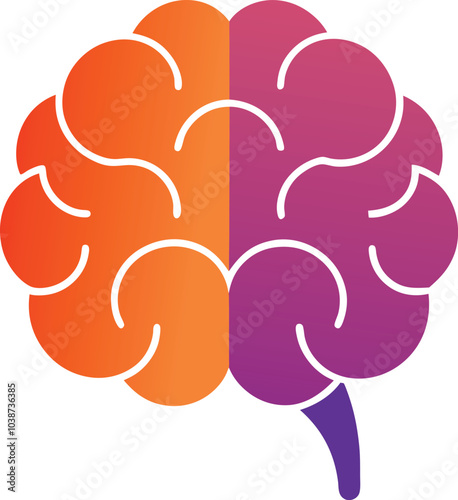 Creative Brain Power: Gradient Illustration of a Human Brain 