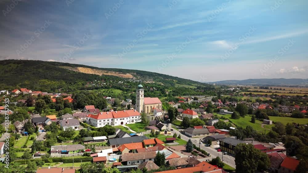 Aerial View Over Čachtice Village, Nové Mesto nad Váhom, Slovakia