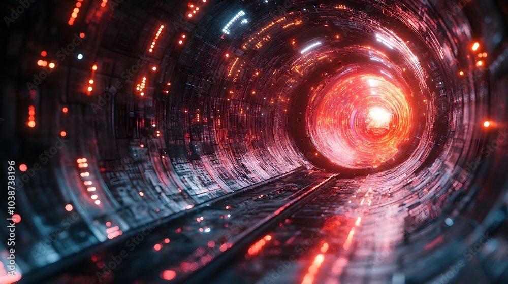 Futuristic Tunnel with Glowing Lights Futuristic Tunnel with Glowing Lights
