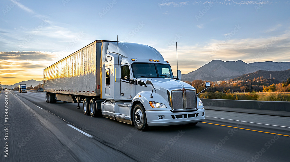 Highway Freight. Truck on Open Road Highway Freight. Truck on Open Road