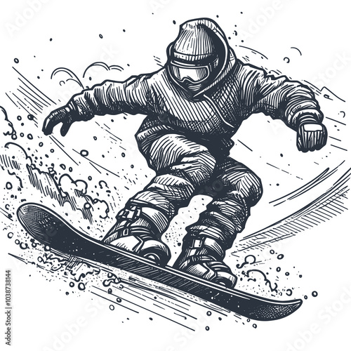 Hand-drawn snowboard sketch presented as a vector illustration photo