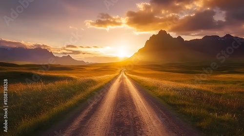 Sunset Road in the Mountains