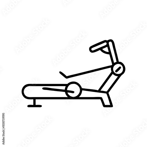Rowing machine icon in black outline showcasing modern design for fitness and workout concepts