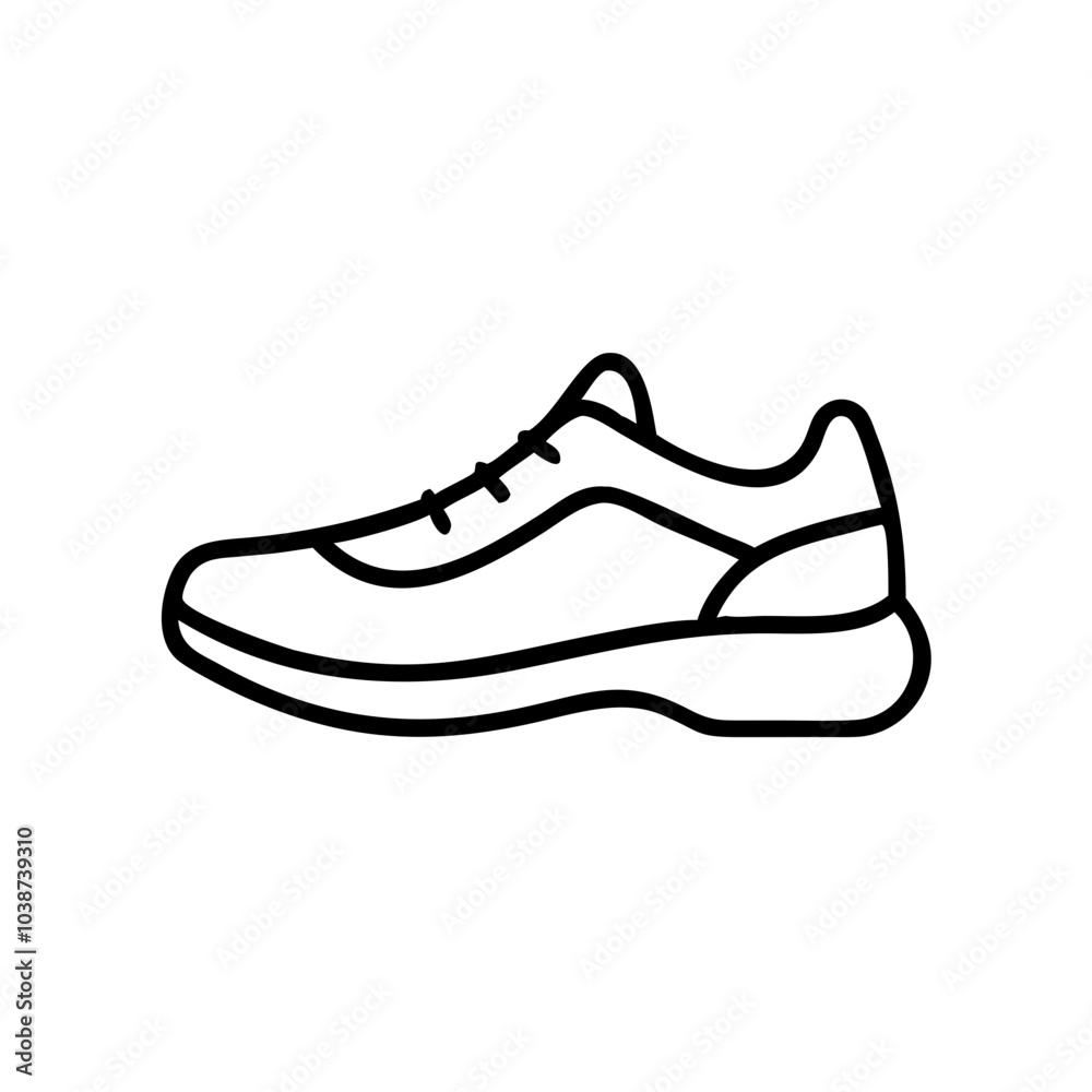 Running shoes icon in black outline showcasing modern design for fitness and sports concepts Running shoes icon in black outline showcasing modern design for fitness and sports concepts