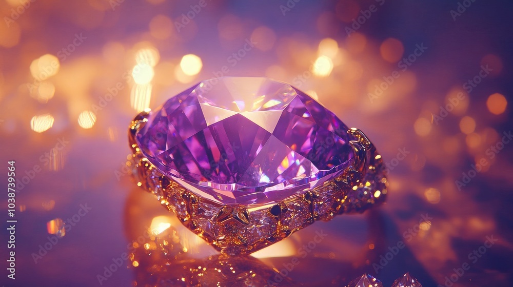 Elegant Purple Diamond Ring for Romantic Engagement Celebration Generative AI Elegant Purple Diamond Ring for Romantic Engagement Celebration Generative AI