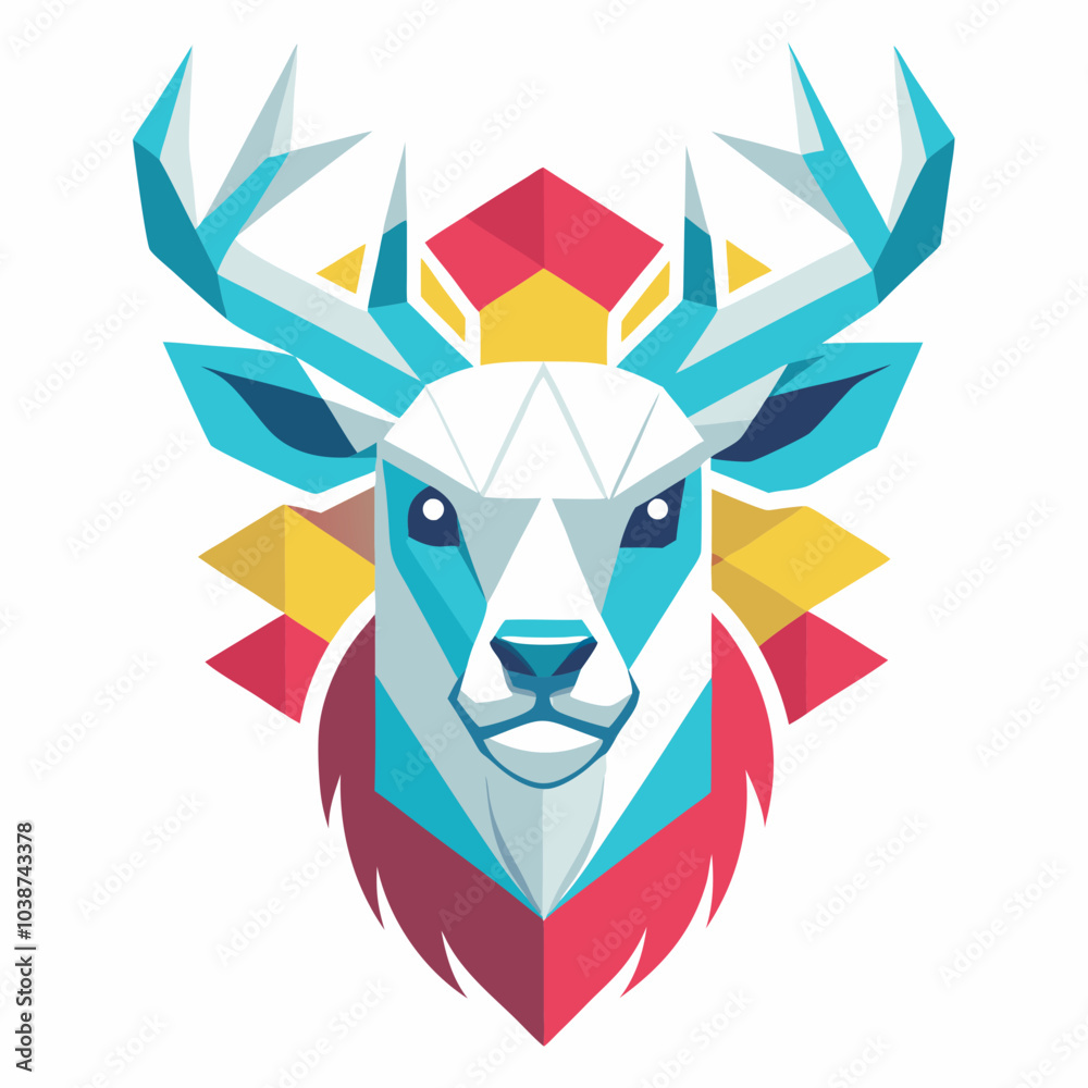 Geometric Moose head vector illustration on white background Geometric Moose head vector illustration on white background