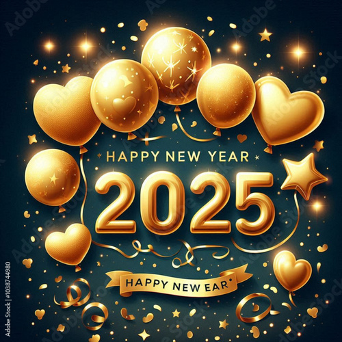 Happy New Year 2025 New Year bubble Banner
