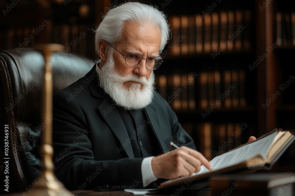 Middle-Aged Legal Consultant in Office Setting Middle-Aged Legal Consultant in Office Setting