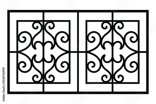 Steel Iron window grill design vector