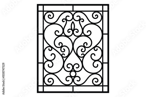 Steel Iron window grill design vector