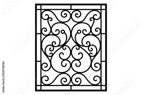 Steel Iron window grill design vector