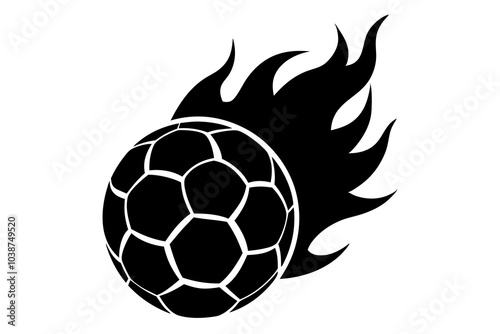 Soccer ball in flames silhouette | isolated vector silhouette illustration on white background