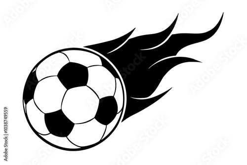 Soccer ball in flames silhouette | isolated vector silhouette illustration on white background