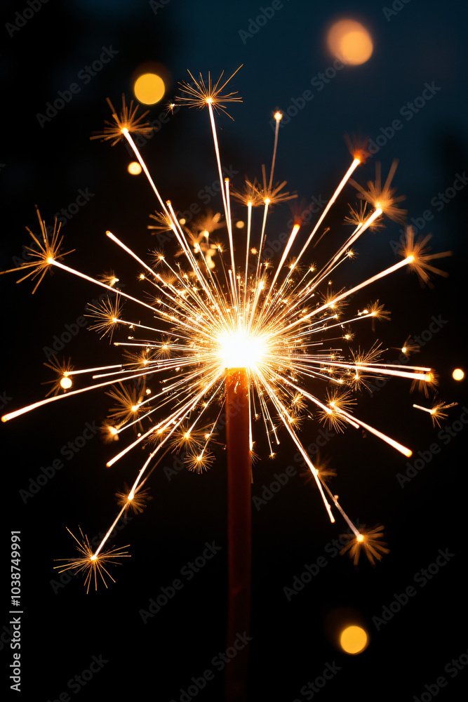 Obraz premium sparklers shine amidst bursts colorful fireworks delicate glittering effect dark background