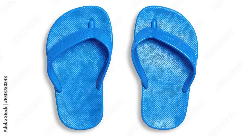 Bright Blue Flip Flops Placed on a White Background for Summer Vibes Generative AI Bright Blue Flip Flops Placed on a White Background for Summer Vibes Generative AI