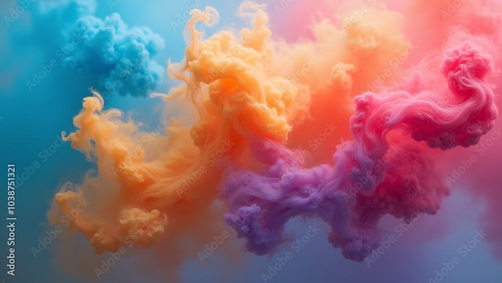 Vibrant multicolored smoke swirling in dynamic patterns Vibrant multicolored smoke swirling in dynamic patterns