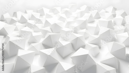 White Three-Dimensional Surface with Tetrahedrons. Futuristic, Light 3d Background isolated with white highlights, png