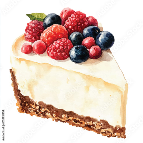 Cheesecake watercolor clipart illustration