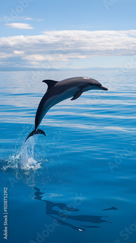 Dolphin leaping out of crystal waters, showcasing vitality and freedom Vertical Mobile Wallpaper