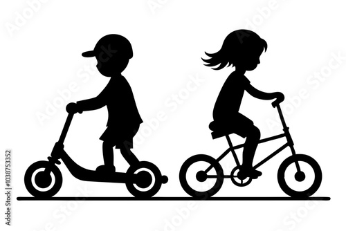 Scooter bike kids vector | isolated vector silhouette illustration on white background