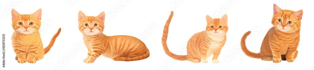 Playful orange cat PNG cut-out design assortment. Playful orange cat PNG cut-out design assortment.