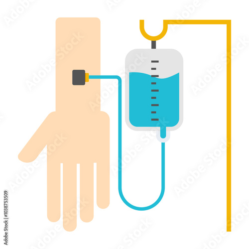 Conceptual flat design icon of iv drip
