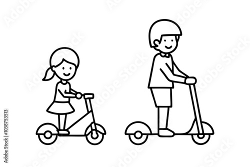 Scooter bike kids vector | isolated vector silhouette illustration on white background